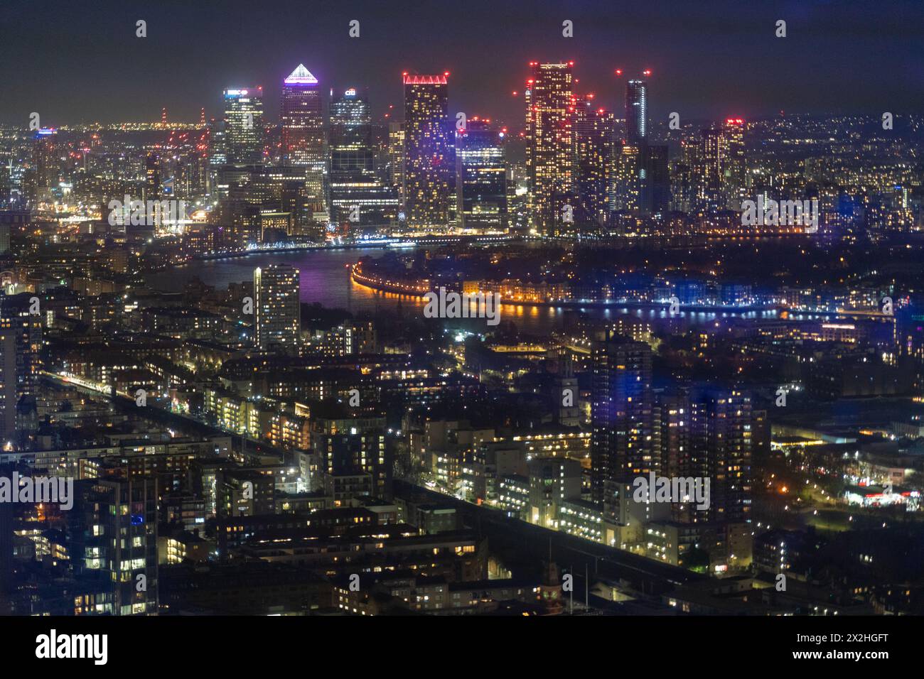 A view of Canary Wharf from the Gherkin in London. Photo date: Saturday, January 20, 2024. Photo: Richard Gray/Alamy Stock Photo