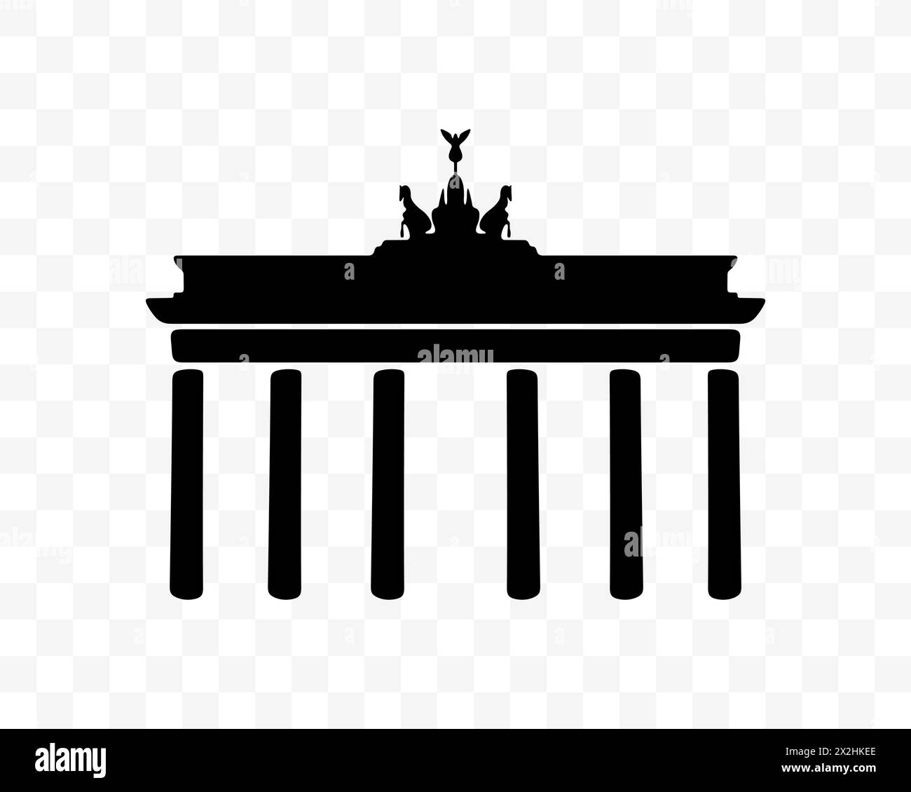 Brandenburg Gate in Potsdam, graphic design. Germany, Berlin, attractions, travel, landmark and famous place, vector design and illustration Stock Vector