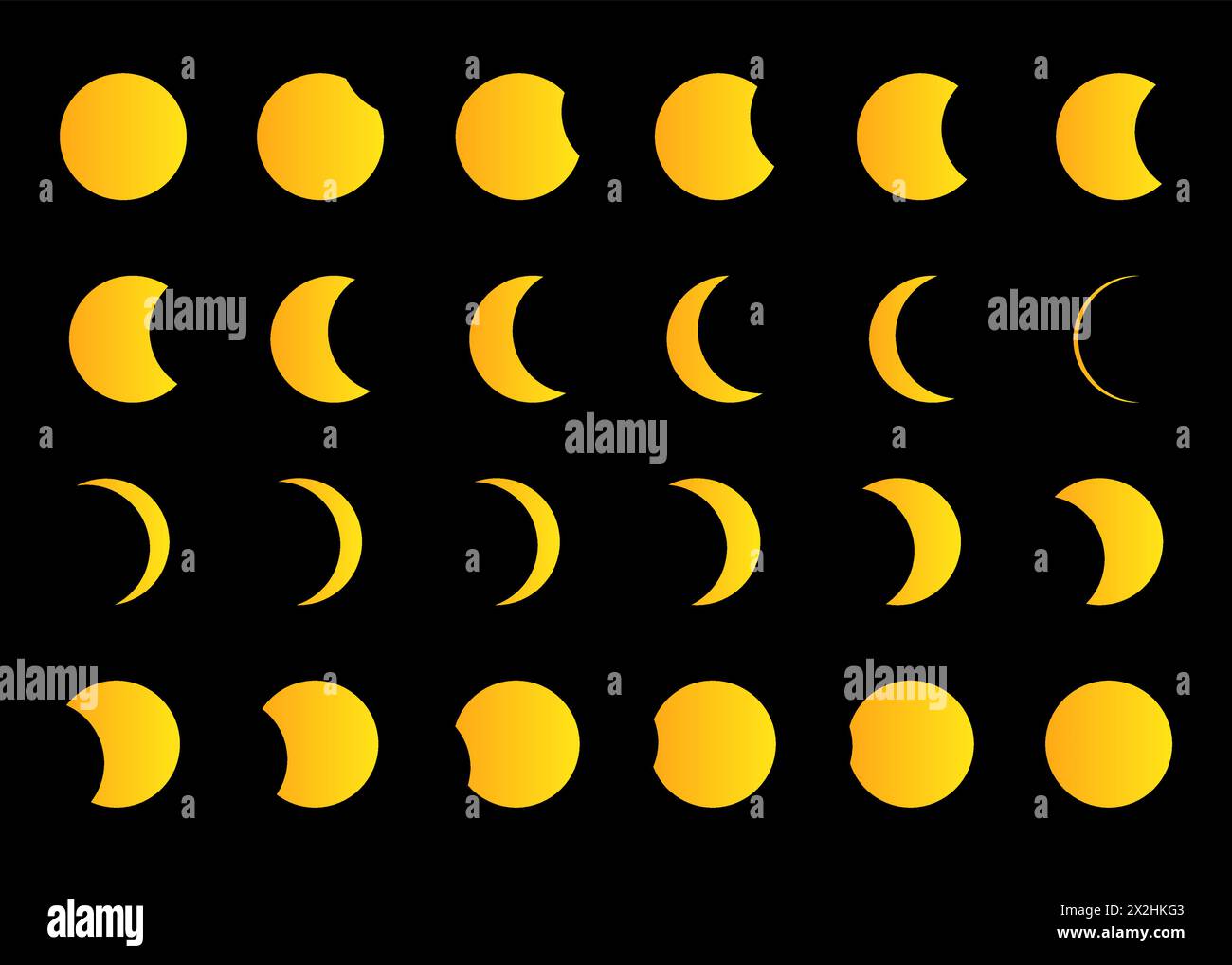 Different phases of solar and lunar eclipse . Vector Stock Vector Image ...