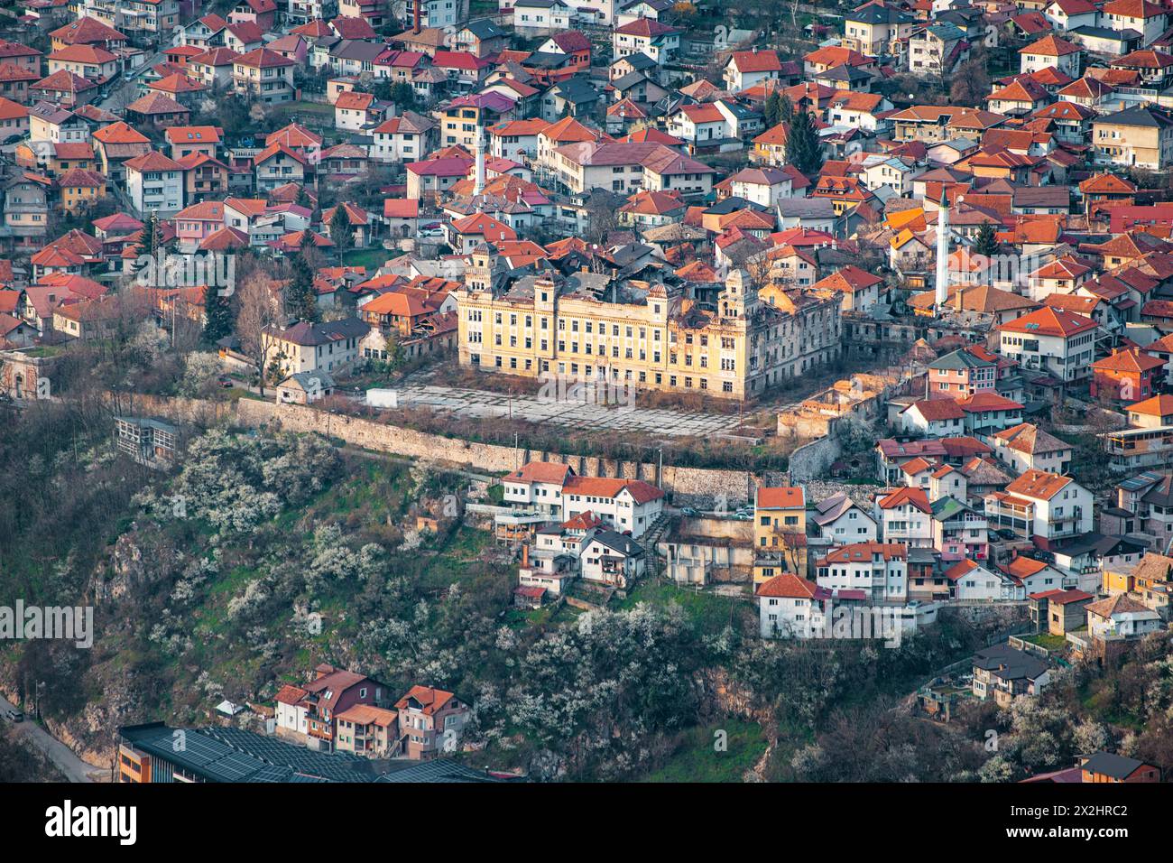 Sarajevo's skyline offers a colorful view, blending historic barracks ...