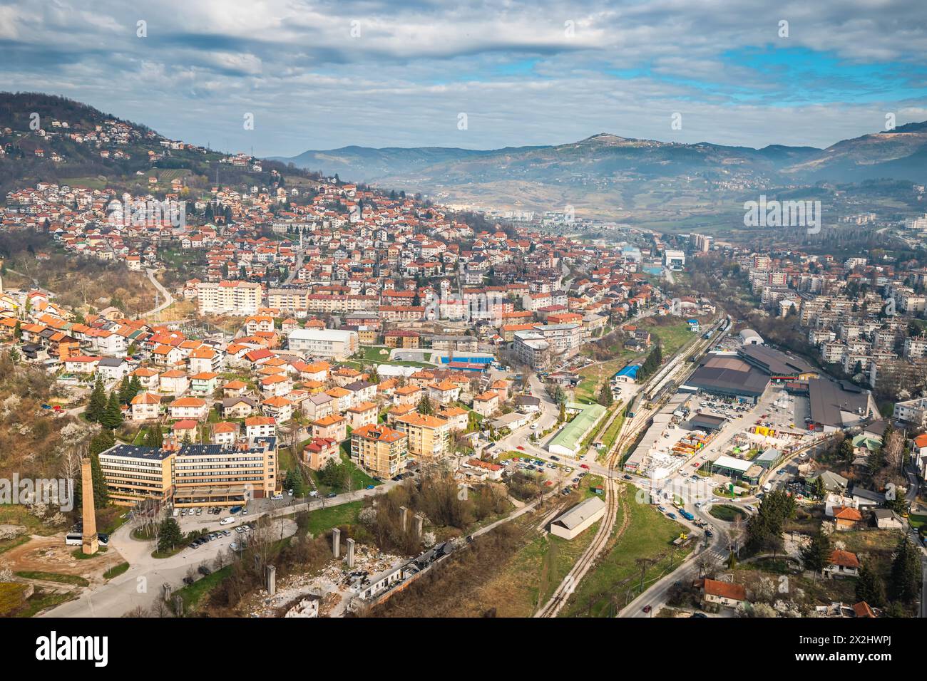 rich history and cultural heritage of Sarajevo from the unique vantage point, where panoramic views showcase the city's charm. Stock Photo