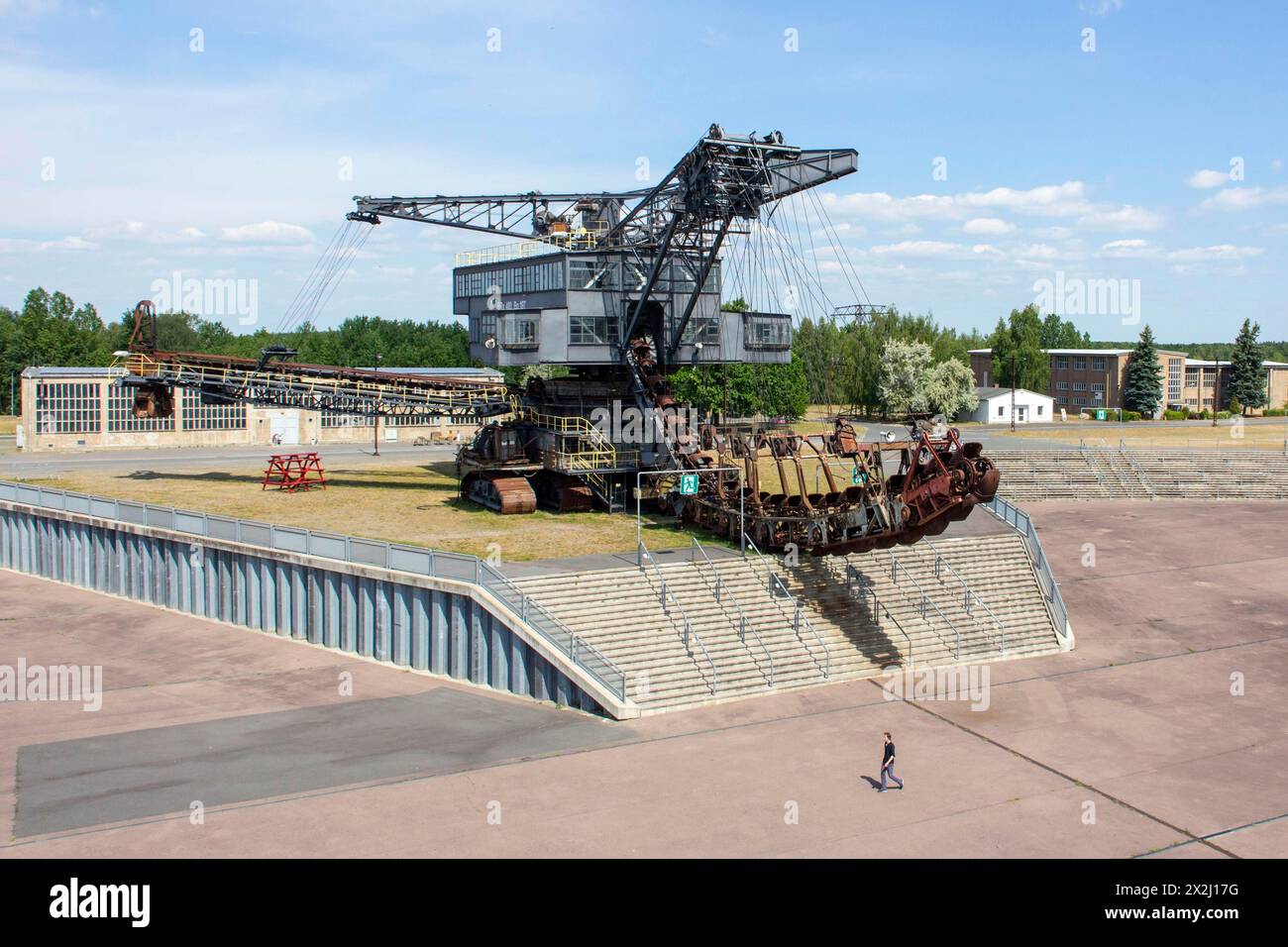 Ferropolis, the city of iron, consists of five old bucket-wheel and bucket-chain excavators. They are located on a peninsula in Lake Gremlin. Lignite Stock Photo