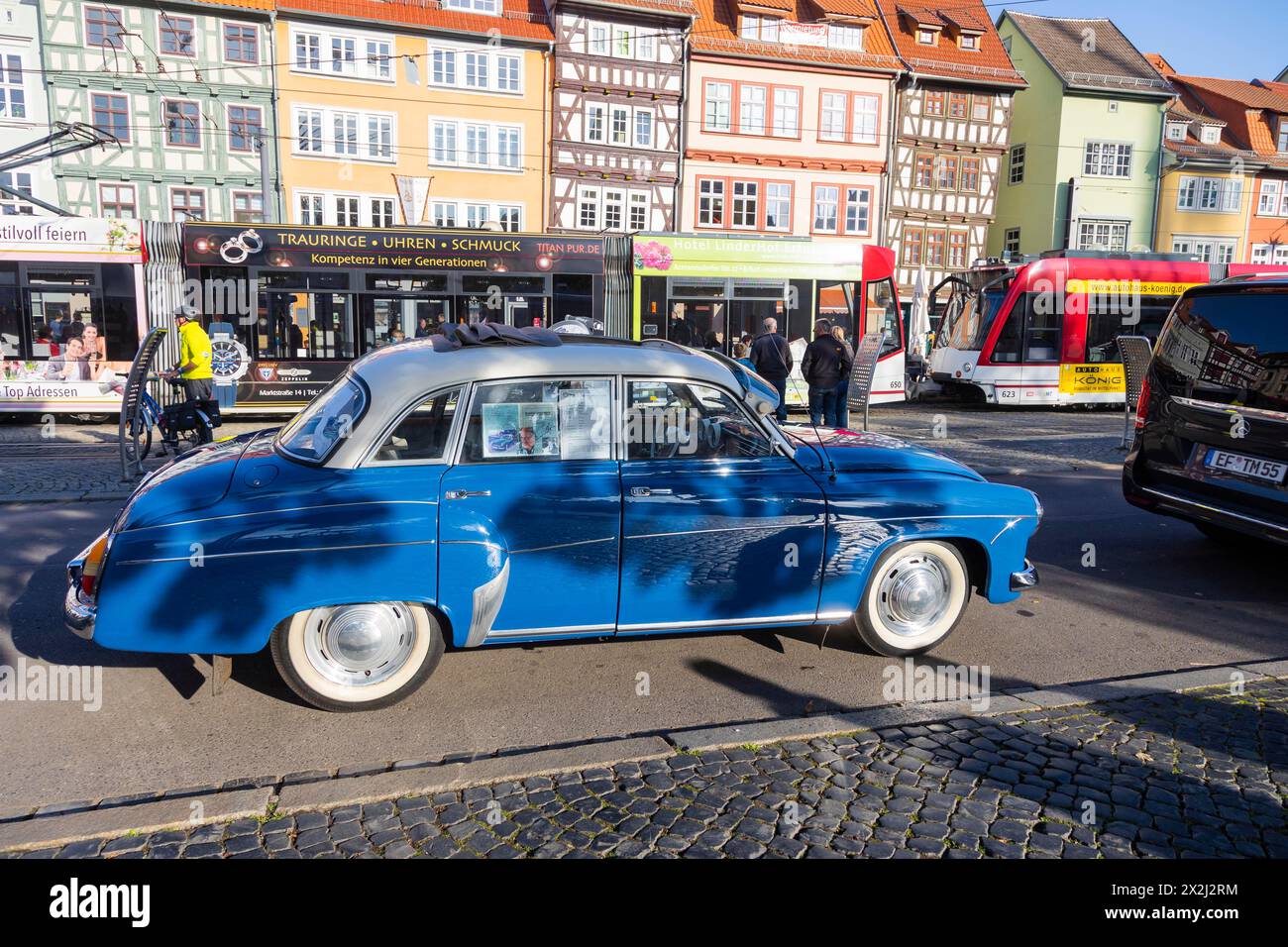 Wartburg 311, built in 1956, registered on 4 November 1957, first owner was Herbert Koefer, a well-known DEFA actor. Wartburg was the trade name of Stock Photo
