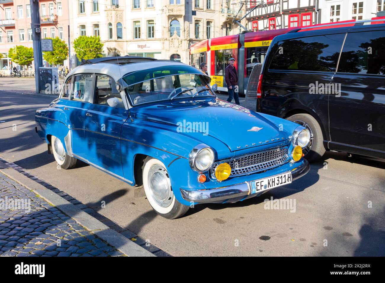 Wartburg 311, built in 1956, registered on 4 November 1957, first owner was Herbert Koefer, a well-known DEFA actor. Wartburg was the trade name of Stock Photo