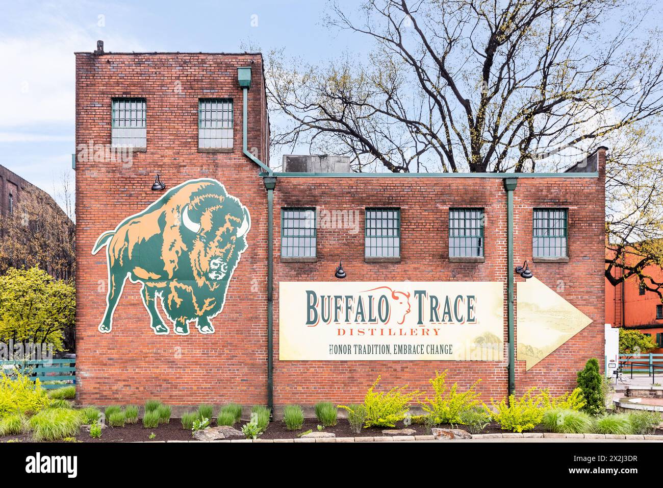 Buffalo Trace Distillery's location in Frankfort, KY is a National Historic Landmark from being the oldest continually operating distillery in America Stock Photo