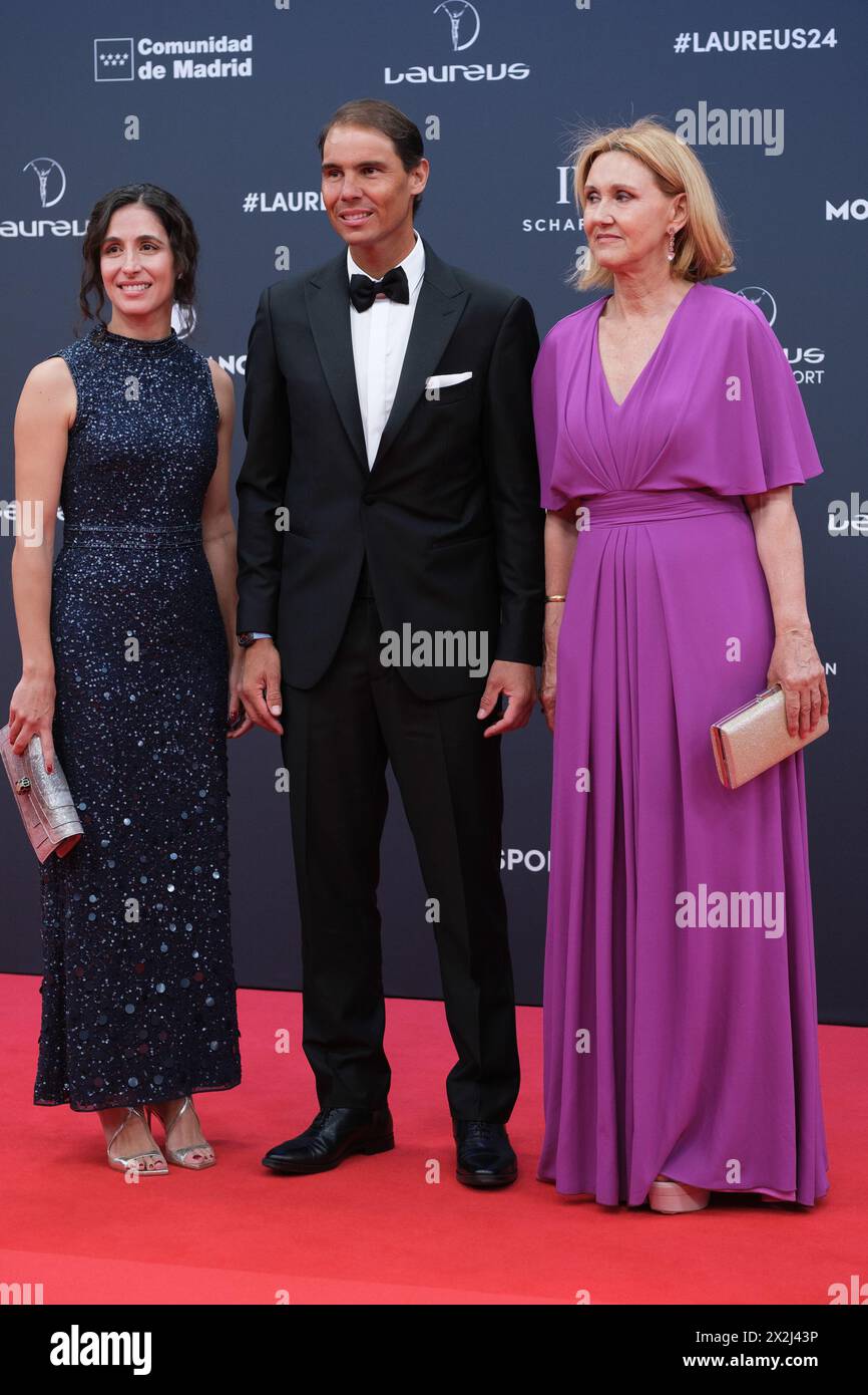 Rafa Nadal and María Francisca Perelló arrives at the Laureus World Sports Awards at Galería De Cristal on April 22, 2024 in Madrid, Spain. Stock Photo