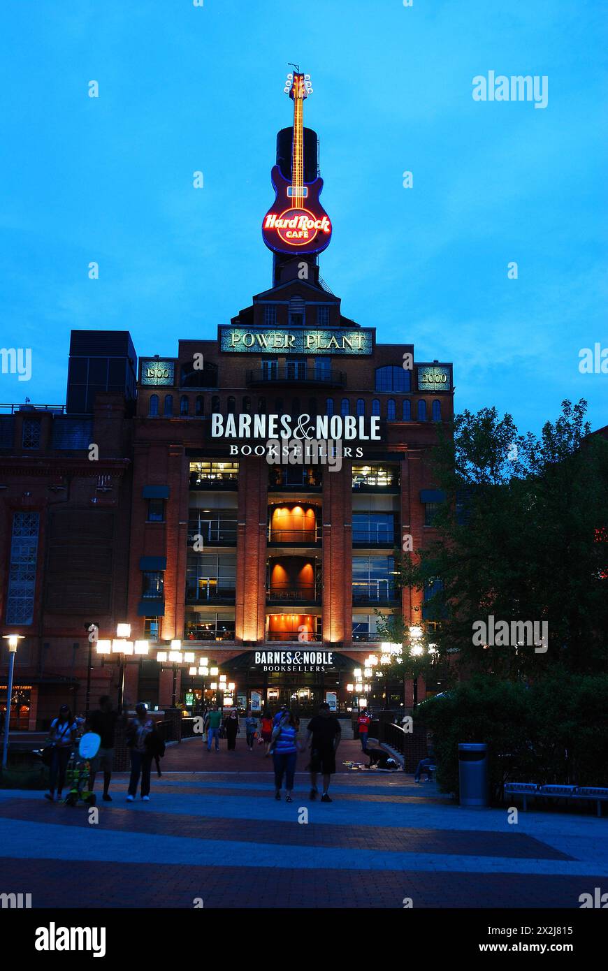 People head towards the Hard Rock Cafe and Barnes and Noble in the