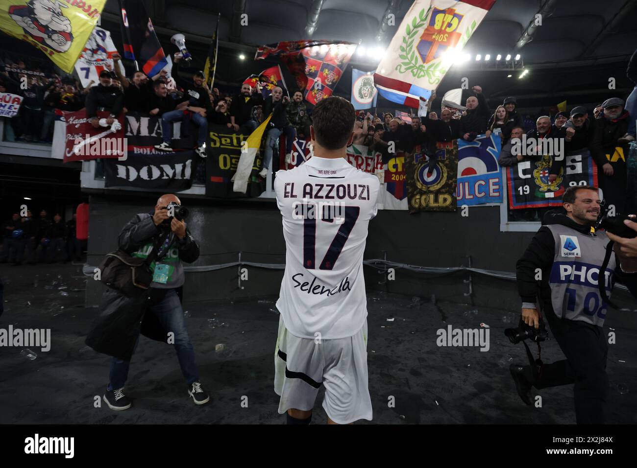 Rome, Italy 22.04.2024 Bologna players celebrate victory at end of Italian Serie A TIM 2023