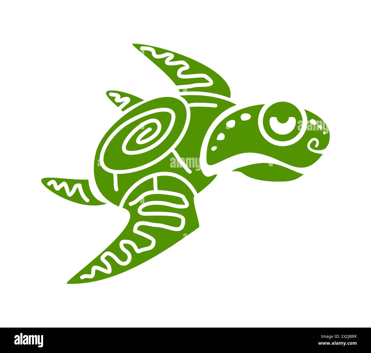 Turtle Mayan Aztec totem symbol represents longevity, wisdom and stability. Isolated vector green tortoise sacral sign or tattoo with ornaments, embodying the enduring essence of earth and water Stock Vector