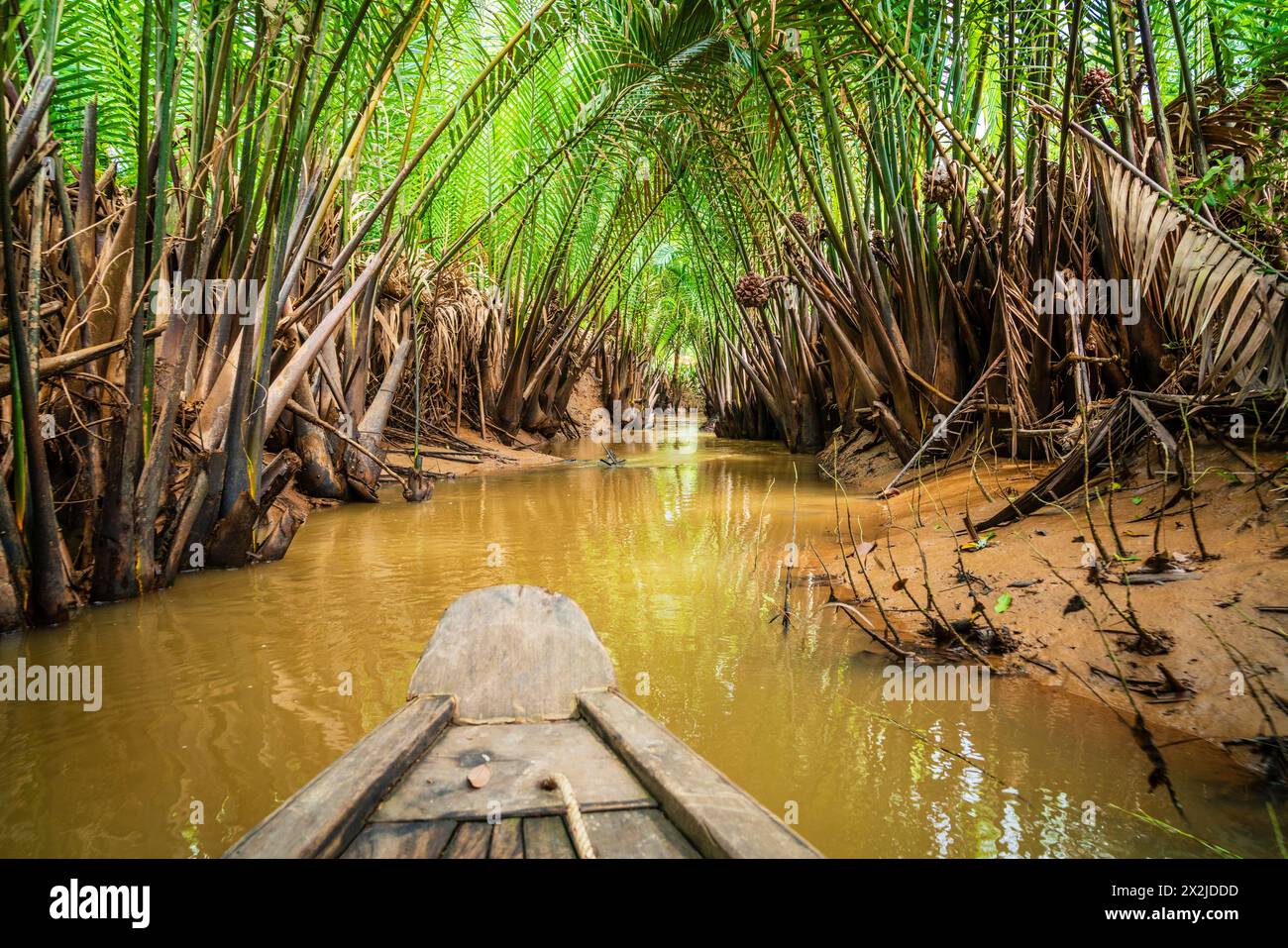 Traveling through canals of Mekong Delta in Southern Vietnam Stock Photo