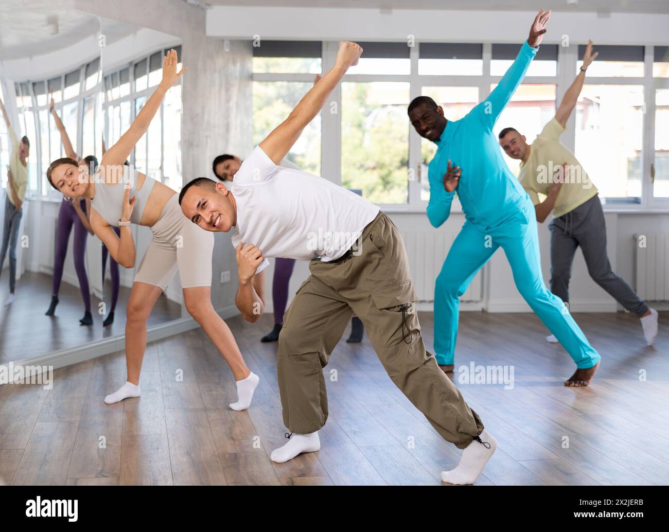 Young Asian man practicing modern street dancing in studio Stock Photo