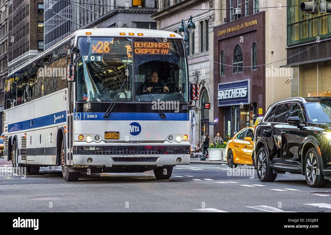 New York, New York, USA. 22nd Apr, 2024. (NEW) MTA's free bus experiment ends after Cut of New YorkÃ¢â‚¬â„¢s Budget. April 22, 2024, New York, USA: The One MTA bus in each borough which has been fare-free since September 2023, as a pilot program will end this year as it wasnÃ¢â‚¬â„¢t reauthorized in this yearÃ¢â‚¬â„¢s New York state budget. The pilot program cost $15 million to run on the five lines - the Bx18 in the Bronx, the B60 in Brooklyn, the M116 in Manhattan, the Q4 in Queens, and the S46/96 in Staten Island. Credit: ZUMA Press, Inc./Alamy Live News Stock Photo