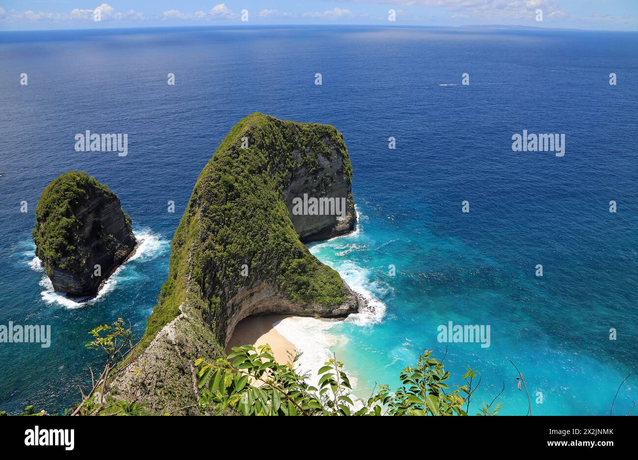 Panorama from Kelingking Beach - Nusa Penida, Indonesia Stock Photo