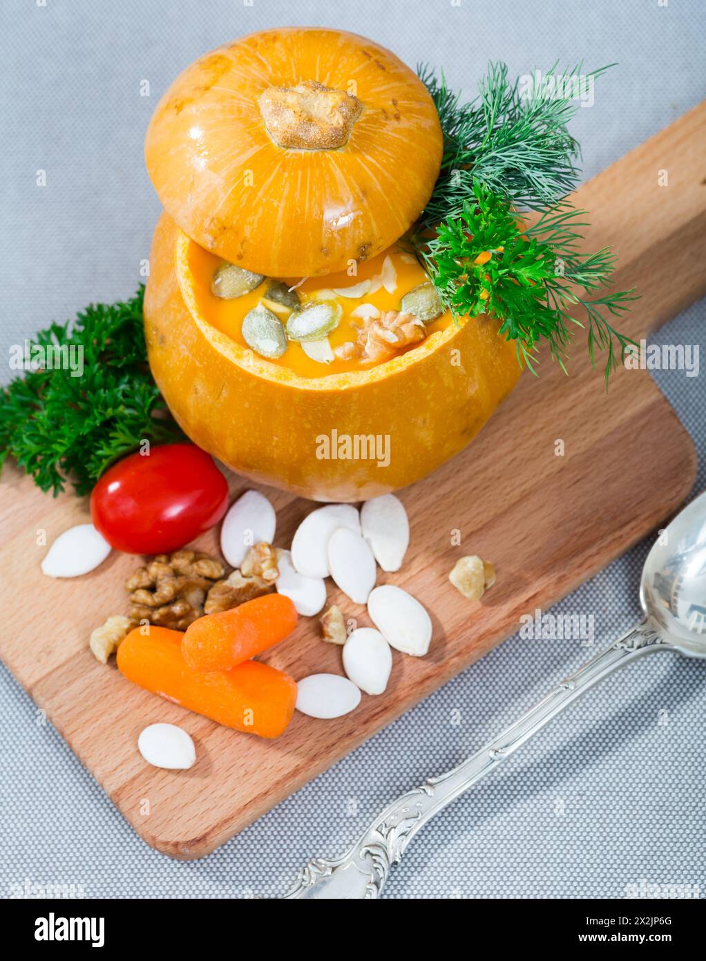 Image of Pumpkin soup. Stock Photo