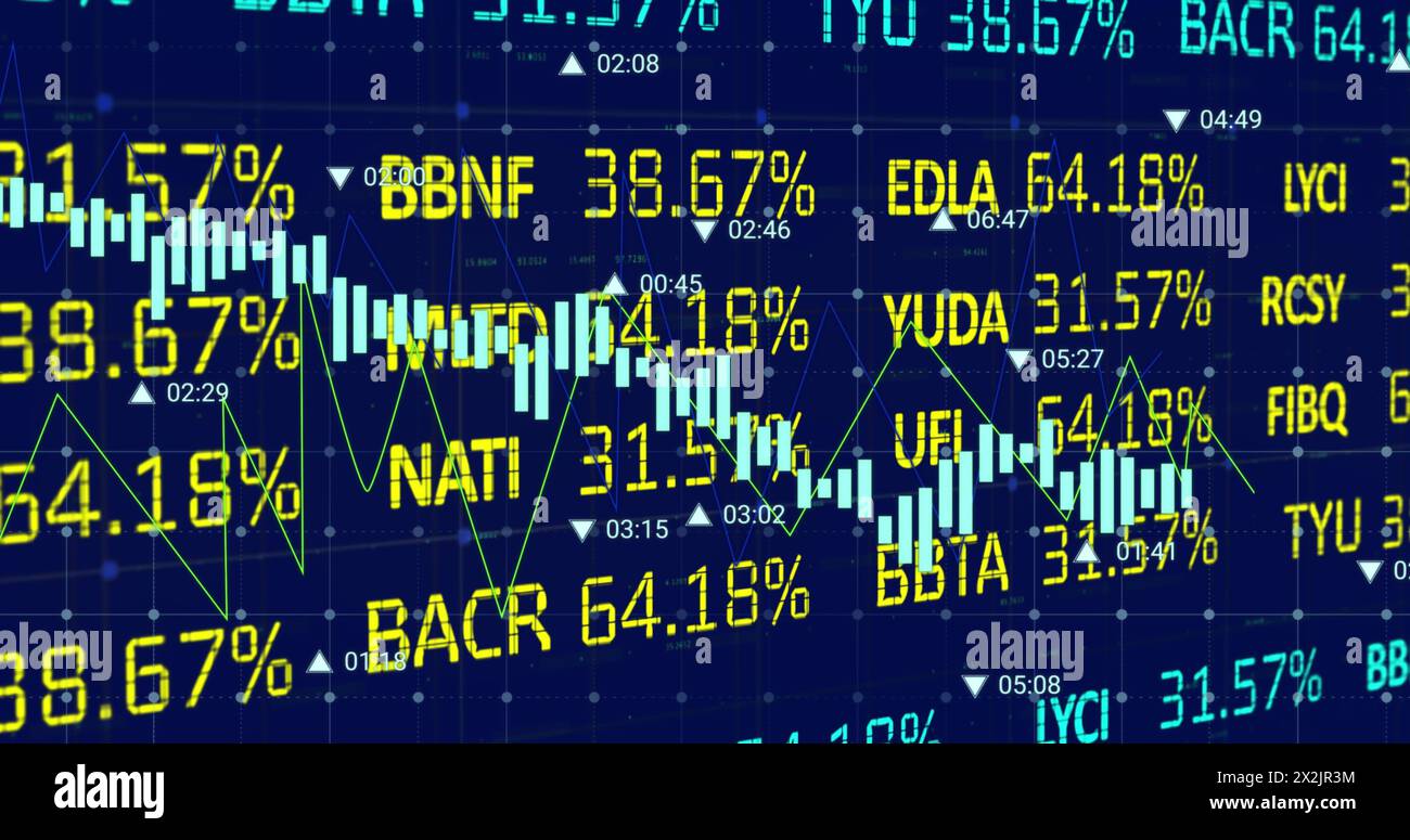 Image of data processing over blue background Stock Photo