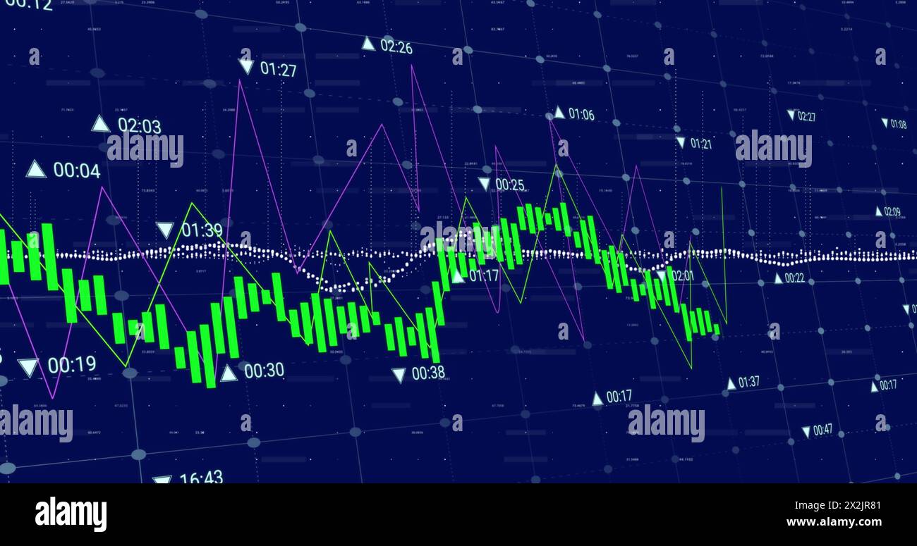 Image of data processing over blue background Stock Photo