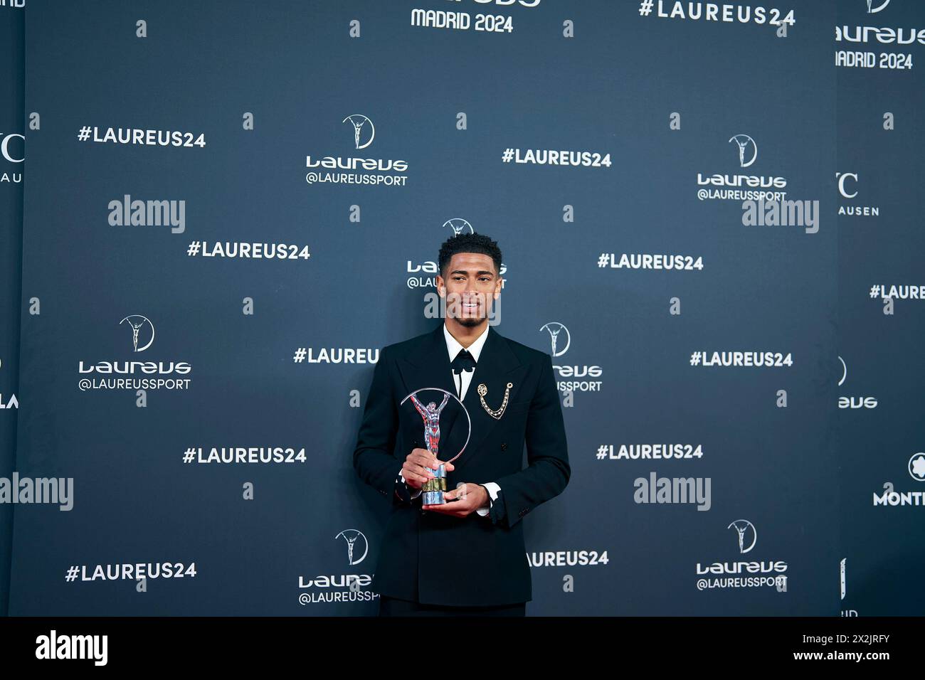 April 22, 2024, Madrid, Madrid, Spain: Jude Bellingham poses as winner of Laureus World Sports Awards Madrid 2024 at Palacio de Cibeles on April 23, 2024 in Madrid, Spain (Credit Image: © Jack Abuin/ZUMA Press Wire) EDITORIAL USAGE ONLY! Not for Commercial USAGE! Stock Photo