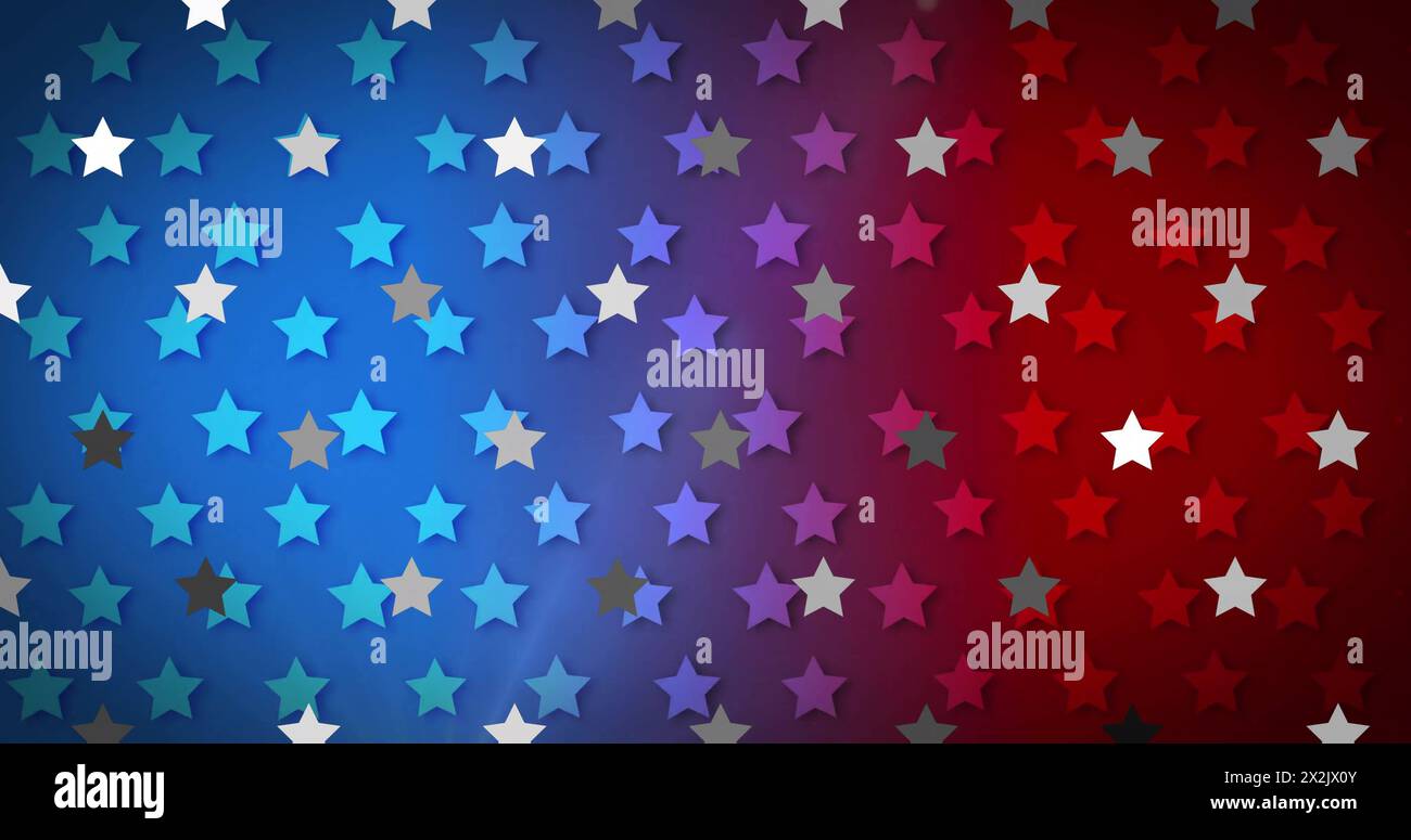 Image of white stars on blue and red background Stock Photo