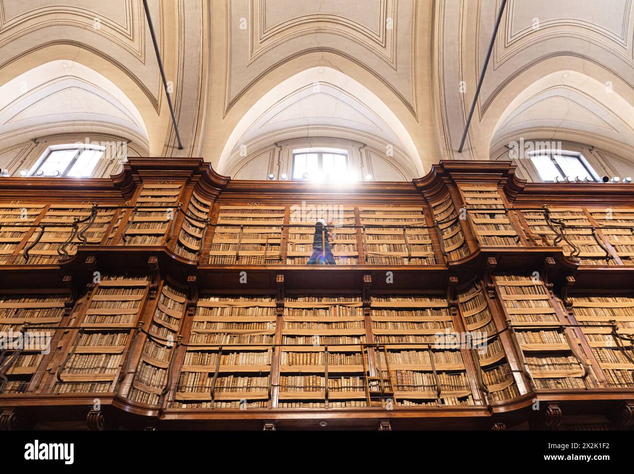 Rome, Italy. 22nd Apr, 2024. A staff member walks at the Biblioteca ...