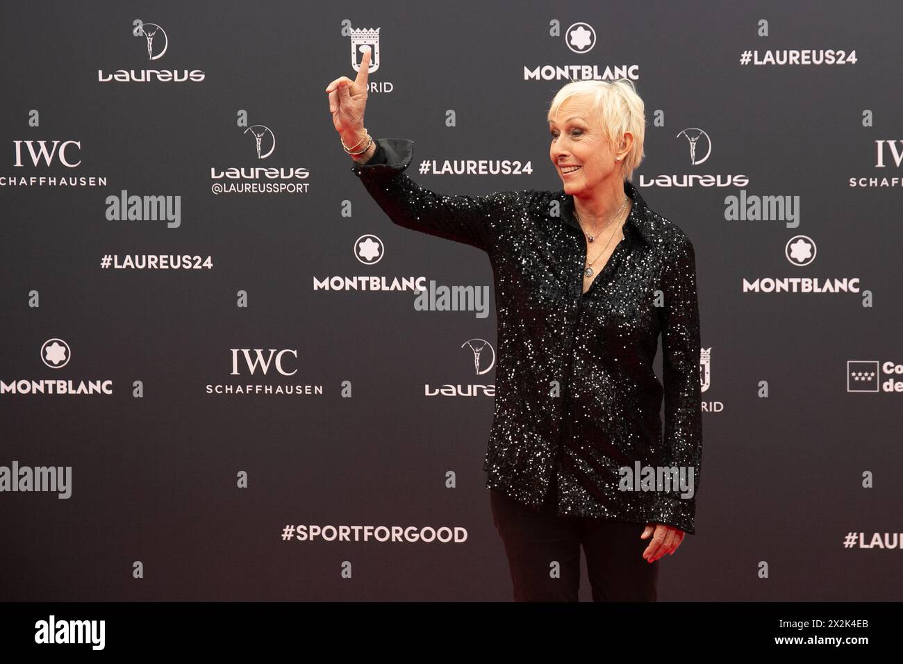 Madrid, Spain. 22nd Apr, 2024. Martina Navrátilová attends the Laureus World Sports Awards at Galería De Cristal in Madrid. Tonight the Cibeles Palace in Madrid hosted the 25th edition of the Laureus Awards, the most prestigious in the world of sports. Credit: SOPA Images Limited/Alamy Live News Stock Photo