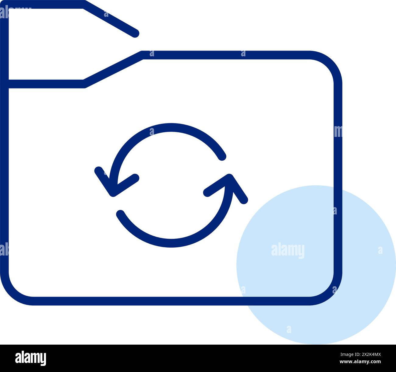 File folder and renew arrows. Seamless data synchronization and refresh, continuous auto save and cloud storage upload Stock Vector
