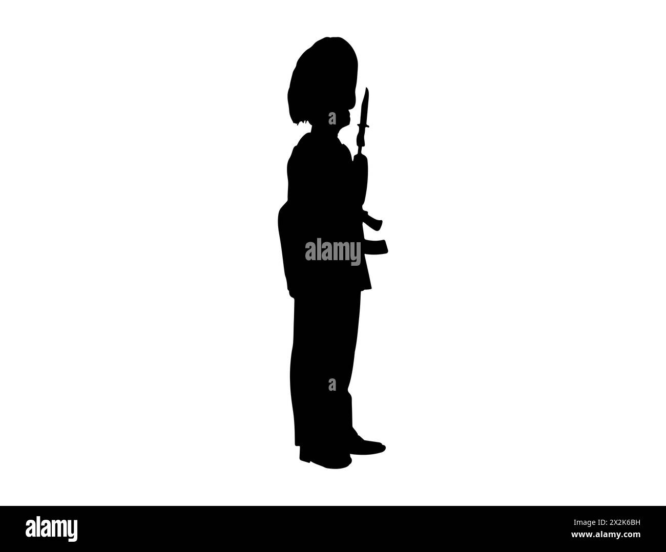 British beefeater soldier silhouette vector art Stock Vector