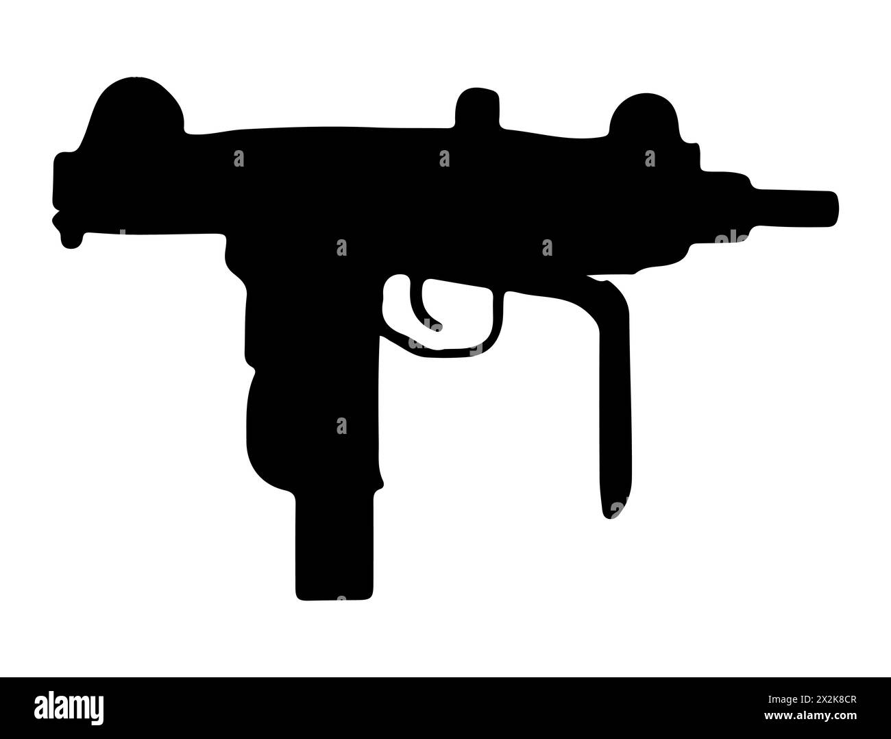 Uzi submachine gun silhouette vector art Stock Vector