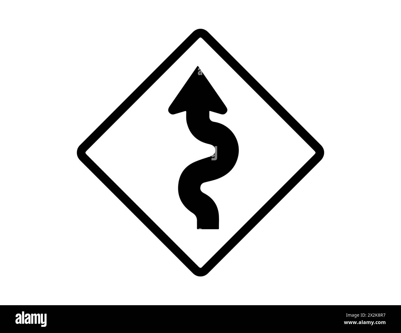 Curvy road sign silhouette vector art Stock Vector