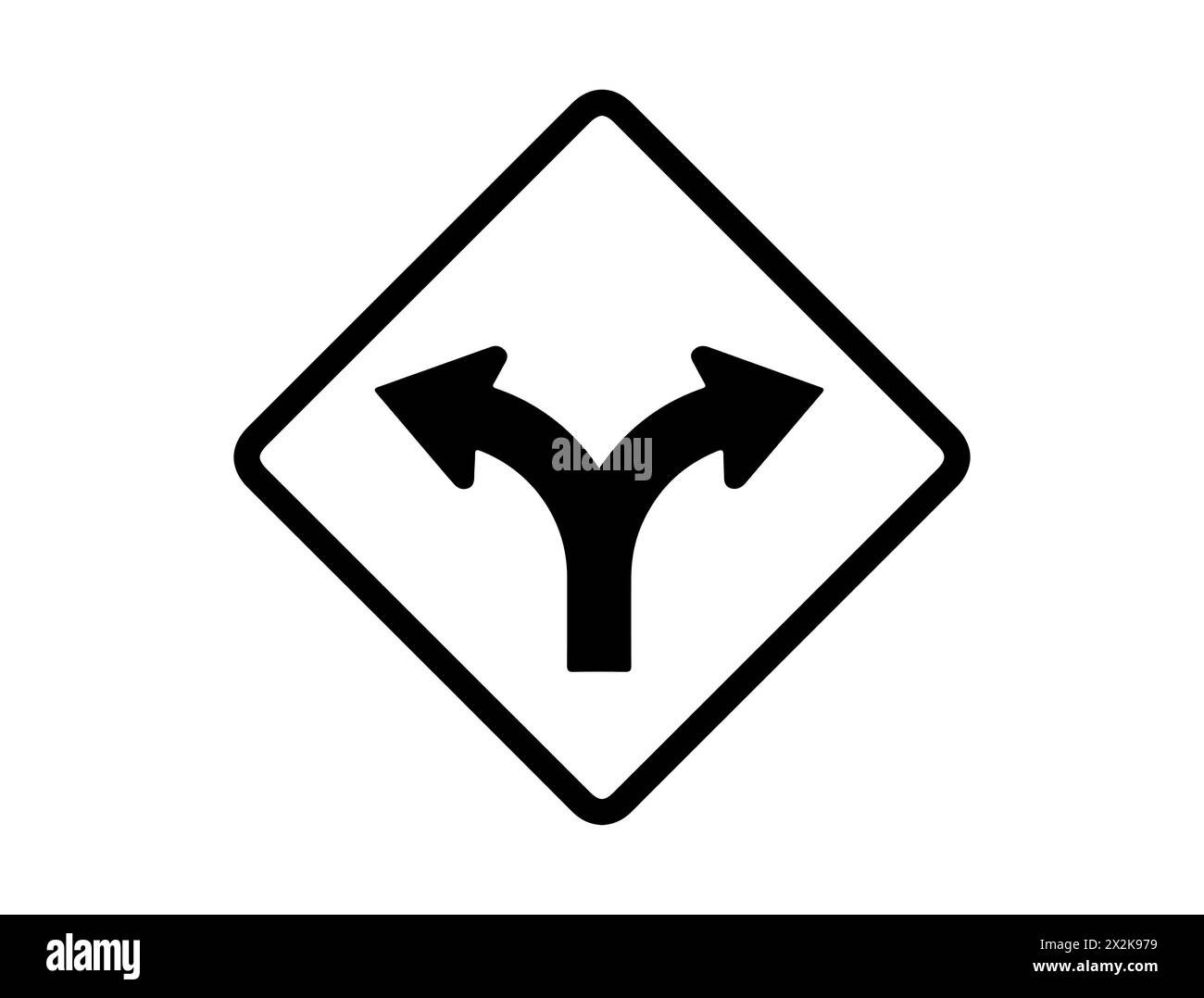 Fork road sign silhouette vector art Stock Vector