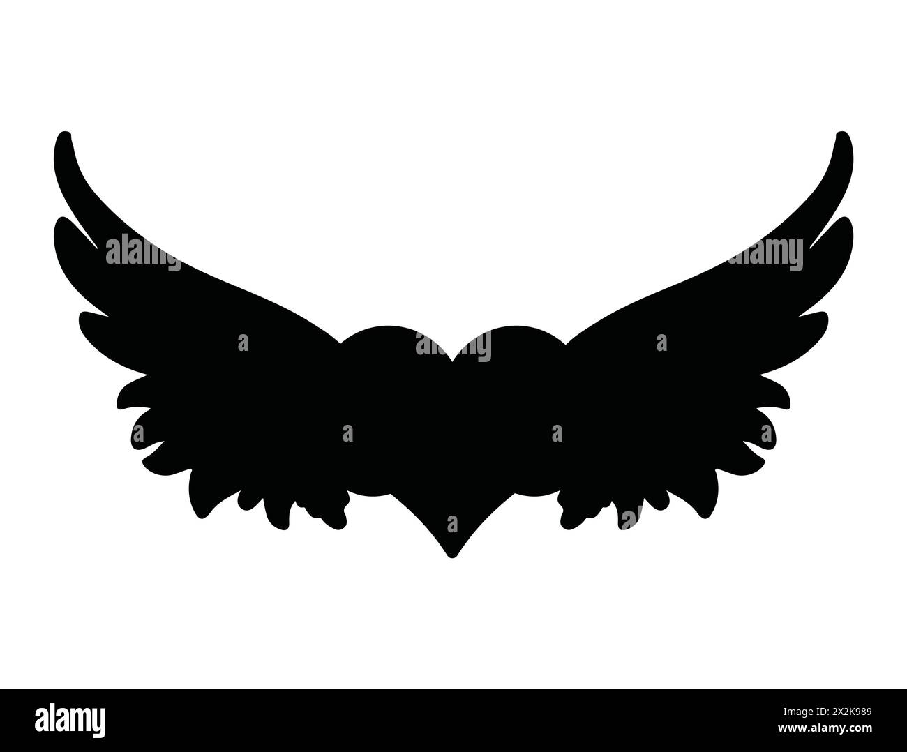 Heart wings silhouette vector art Stock Vector