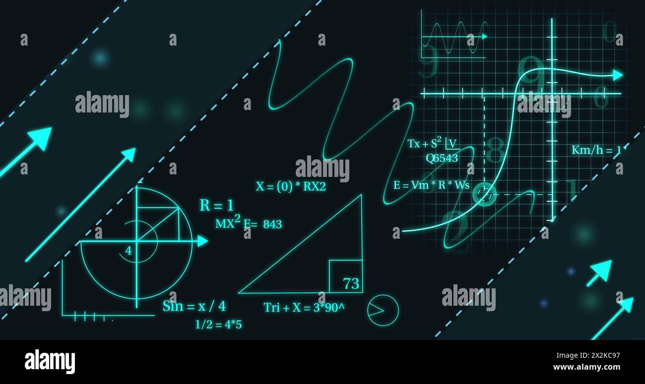 Image of mathematical equations over black background Stock Photo - Alamy