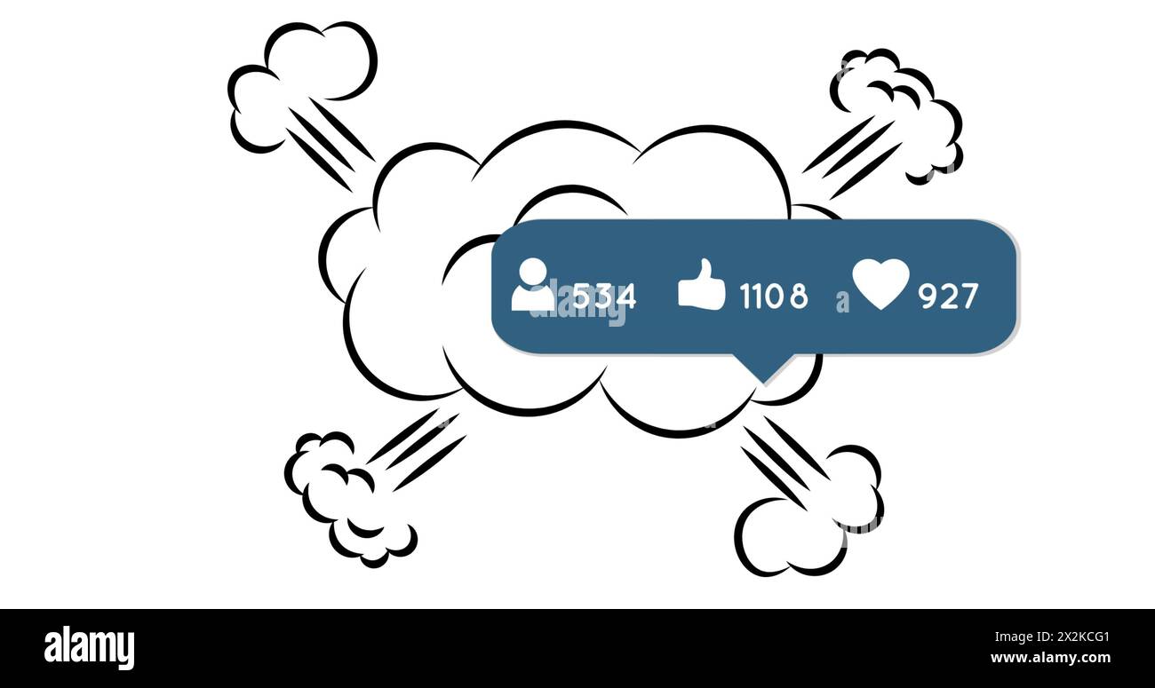 Image of numbers and cloud icons over white background Stock Photo - Alamy