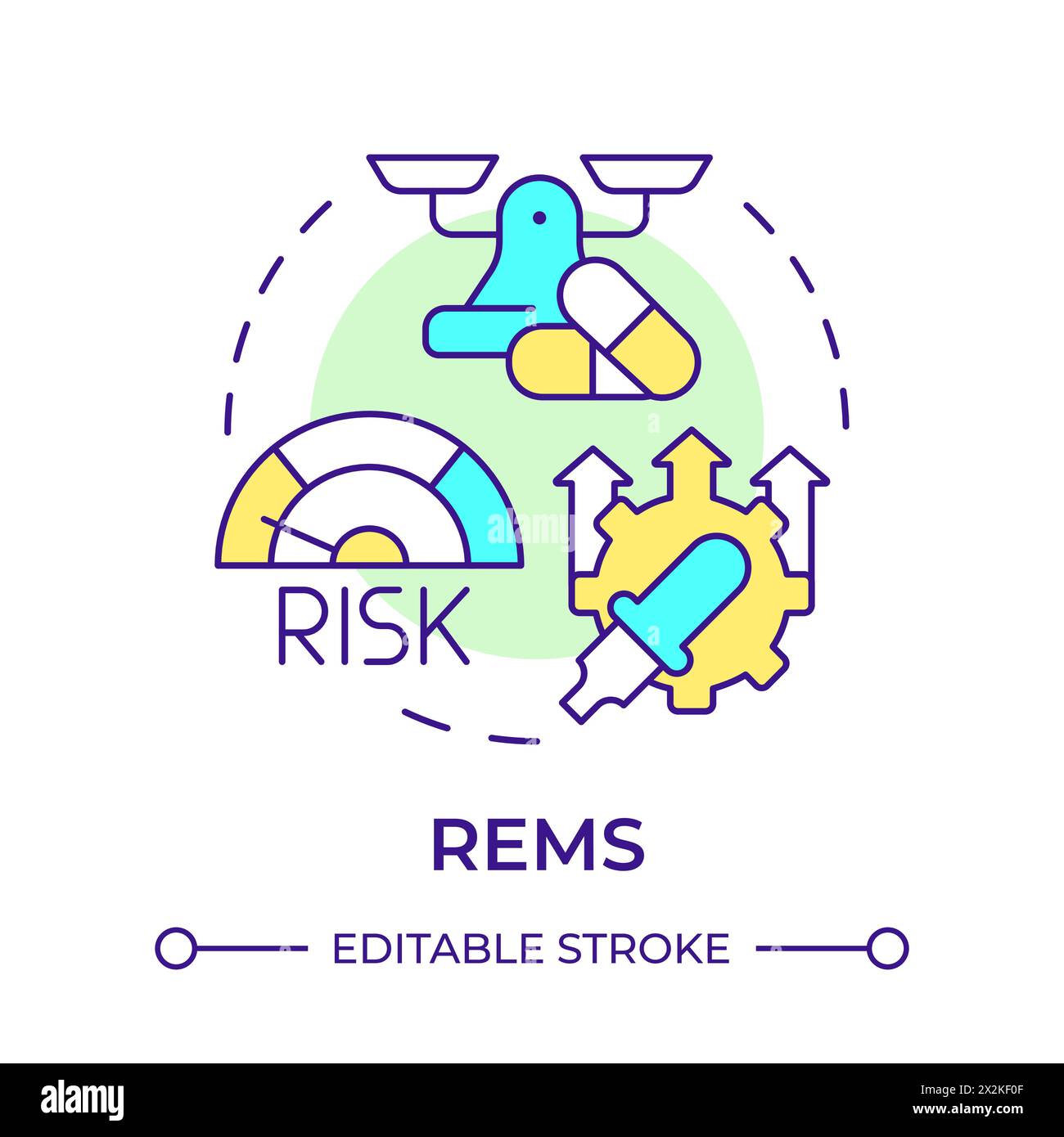 REMS multi color concept icon Stock Vector