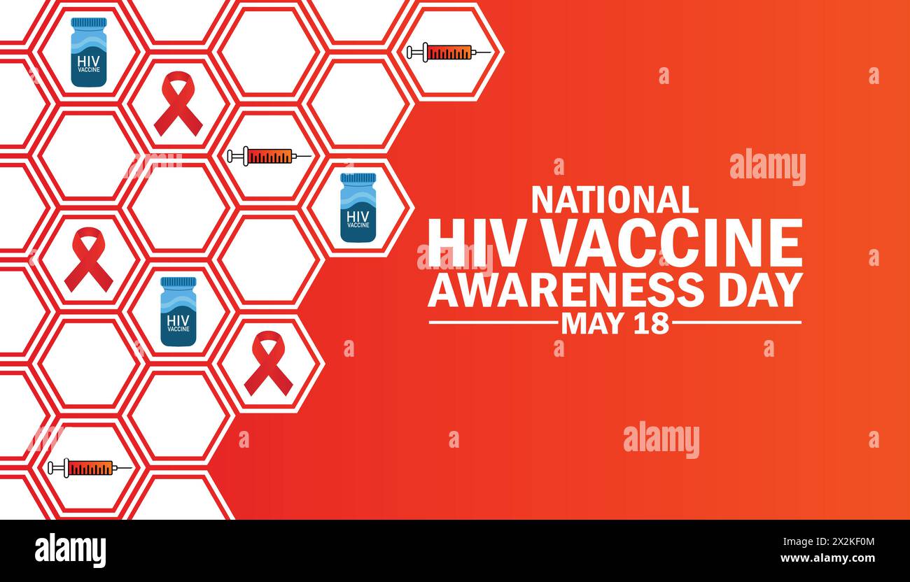 National HIV Vaccine Awareness Day. May 18. Holiday concept. Template for background, banner, card, poster with text inscription. Vector illustration Stock Vector
