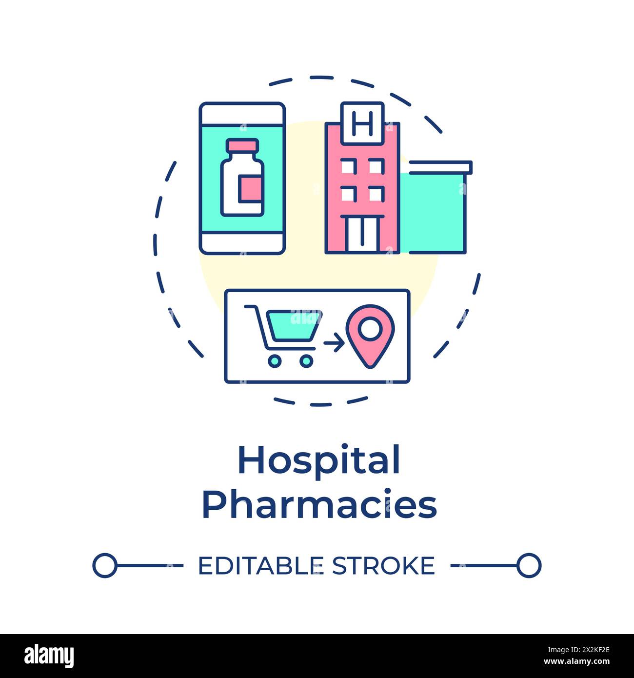 Hospital pharmacies multi color concept icon Stock Vector
