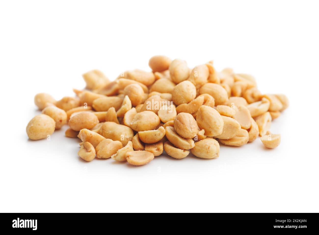 Salted roasted peanuts isolated on a white background. Stock Photo