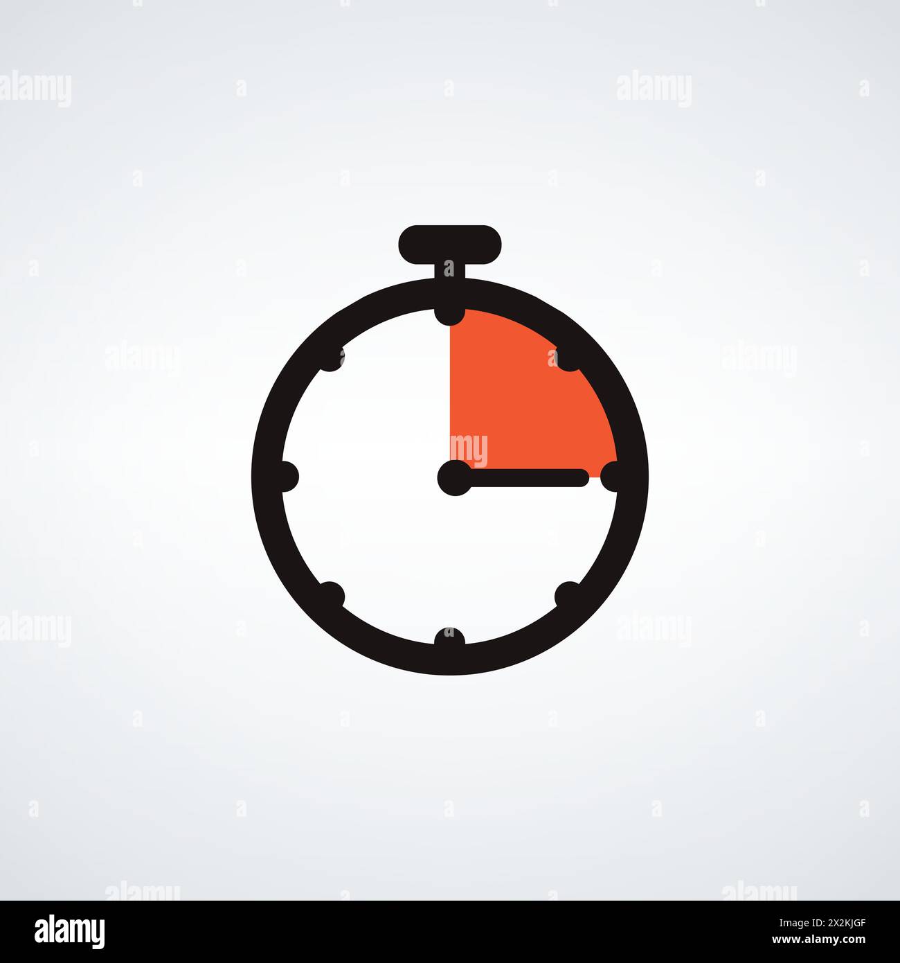 Stopwatch or timer icon, 15 seconds. Chronometer, deadline time interval sign. Time measurement Stock vector illustration isolated on white background Stock Vector