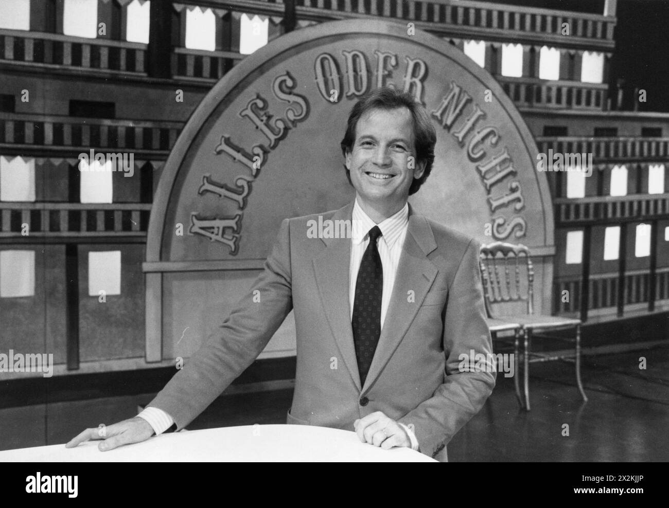 Schautzer, Max, * 14.8.1940, Austrian presenter, in the telecast 'Alles oder nichts', ARD, 13.5.1984, ADDITIONAL-RIGHTS-CLEARANCE-INFO-NOT-AVAILABLE Stock Photo