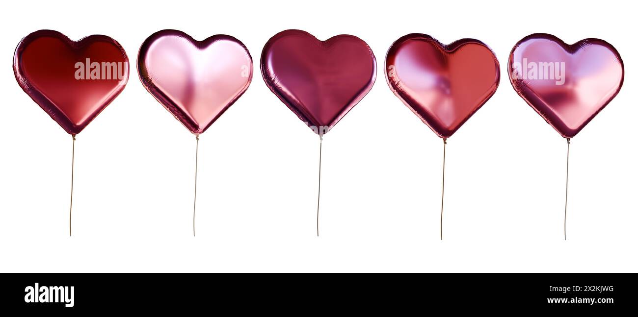 Heart shaped balloons isolated on white background. Concept of ...