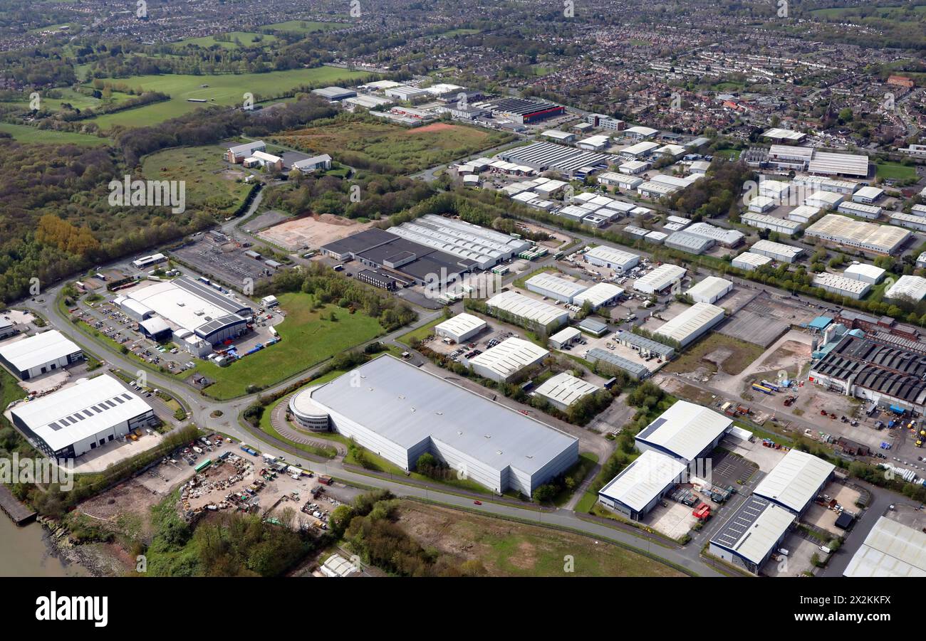aerial view of Wirral International Business Park and various