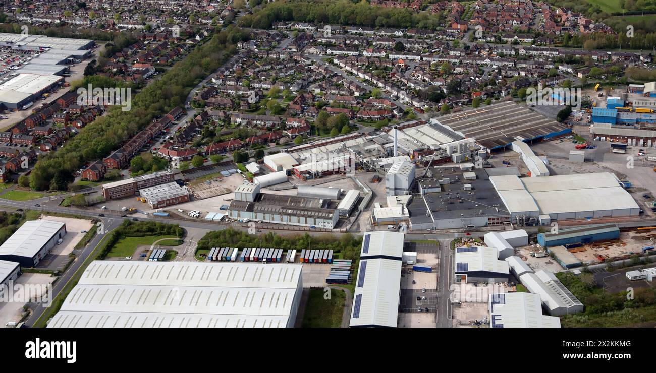 aerial view of Cereal Partners UK and pther industry in Bromborough, Birkenhead, Wirral, UK Stock Photo