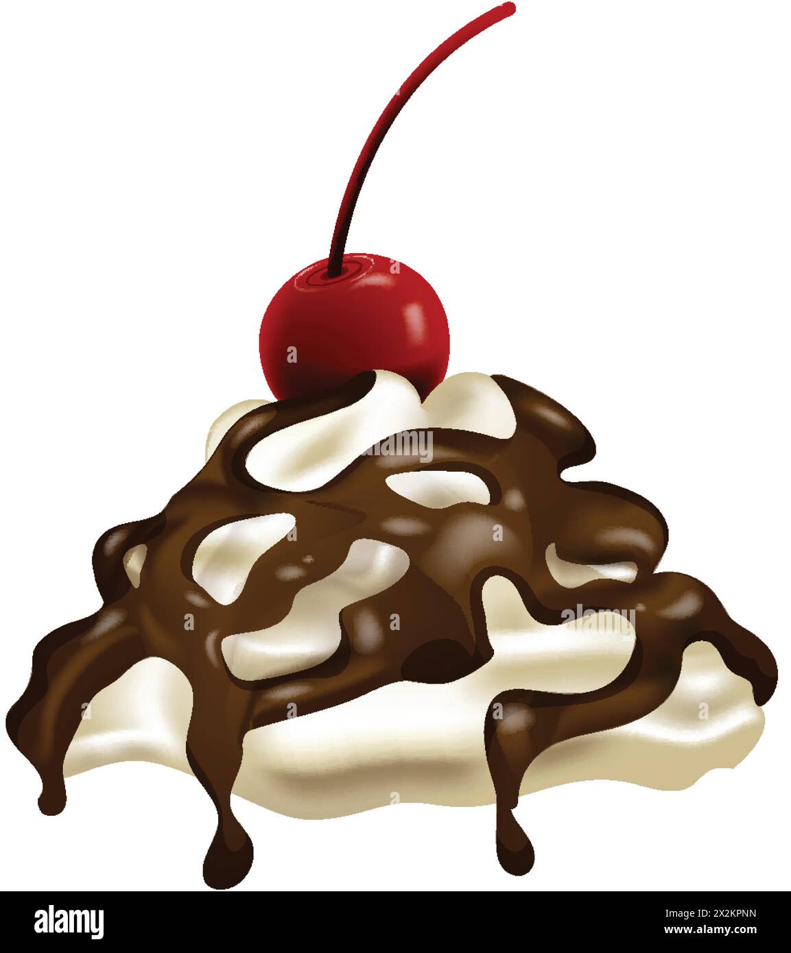 Vector illustration of dessert with cherry on top Stock Vector Image ...