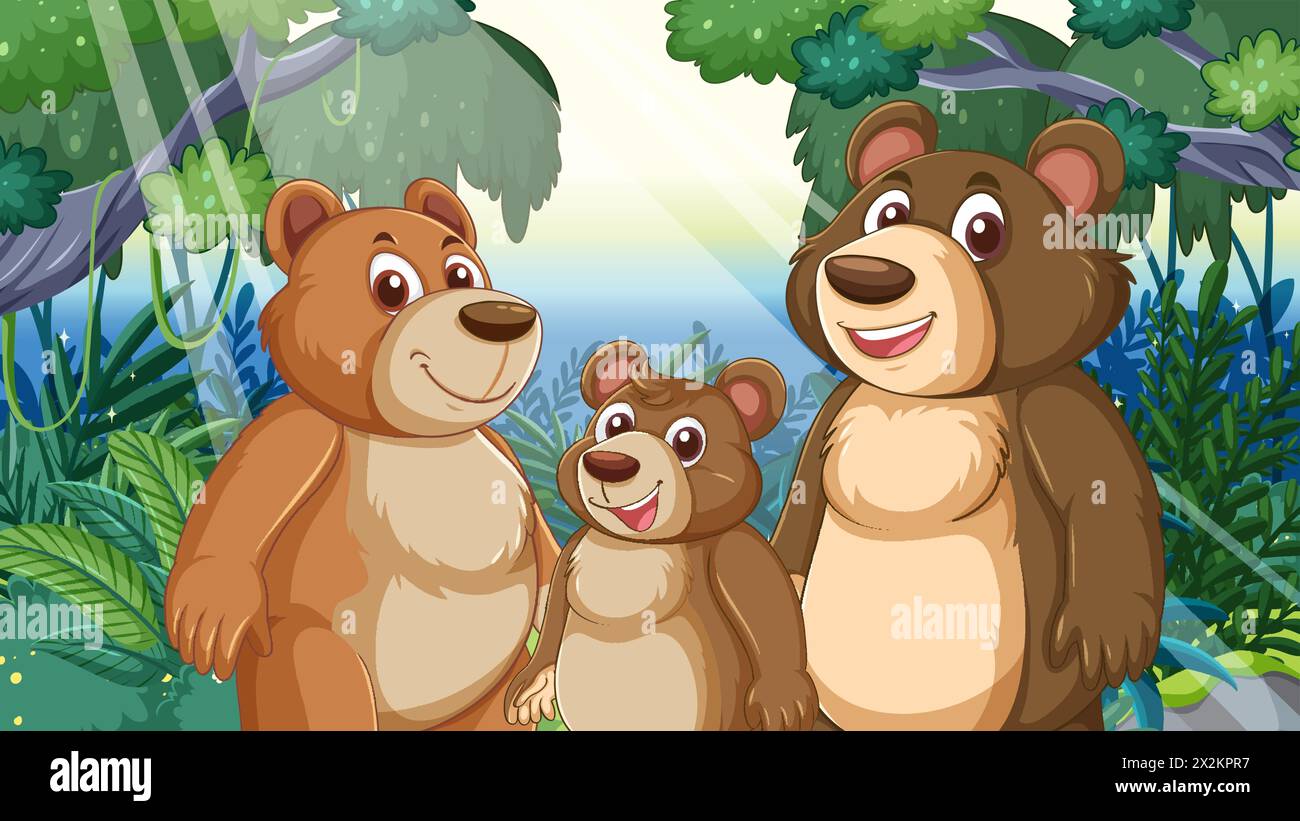 Vector illustration of a bear family in nature Stock Vector Image & Art ...