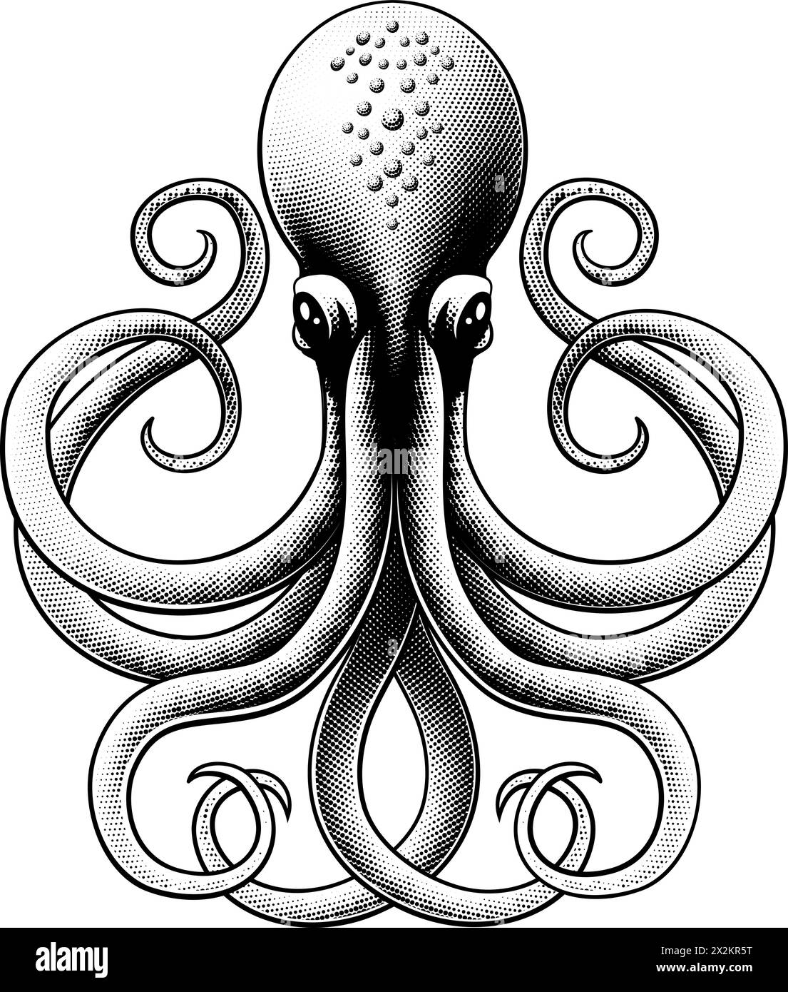Octopus Kraken Squid Monster Illustration Stock Vector