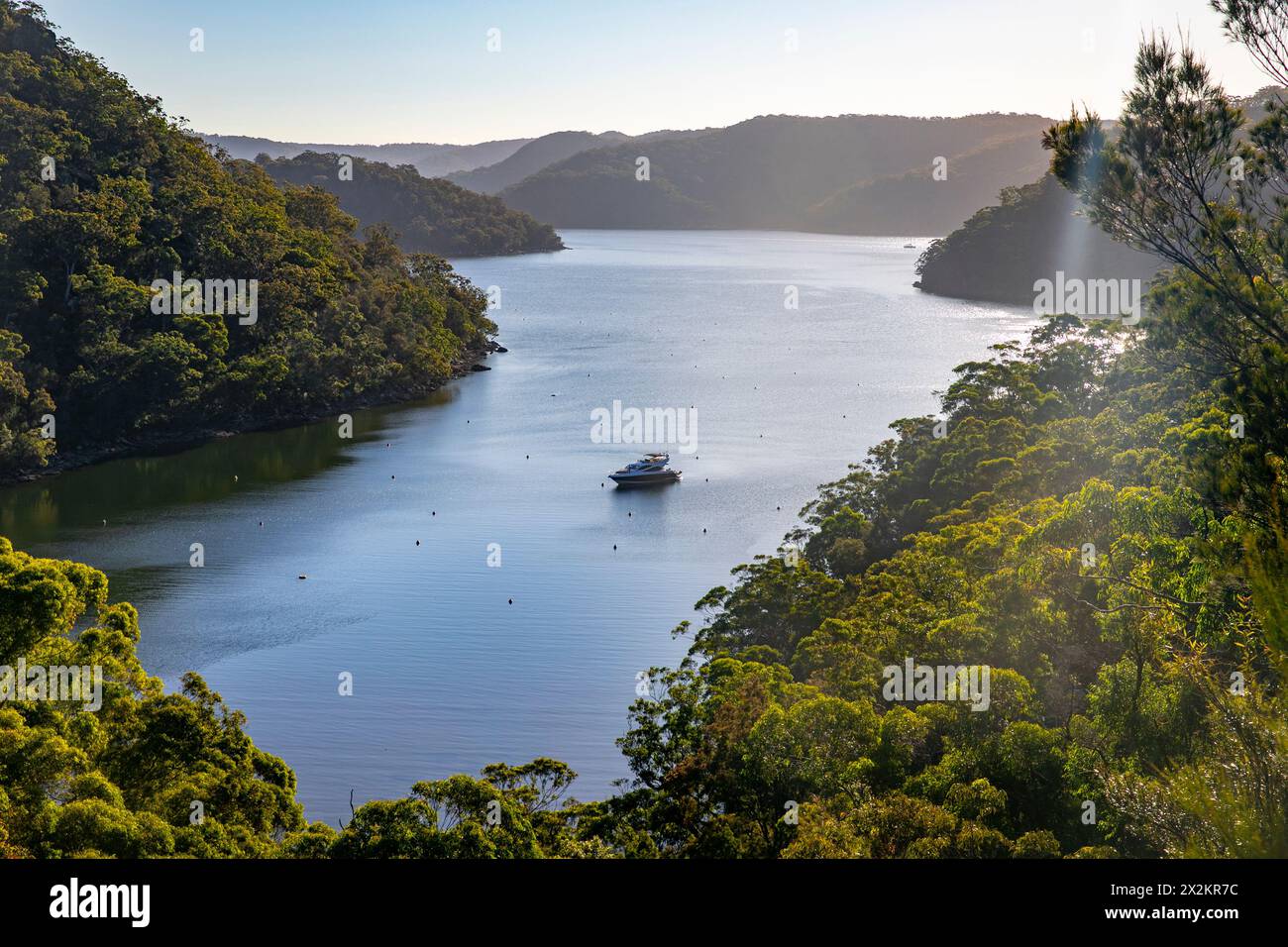 America bay on the Hawkesbury River, viewed from America bay track in Ku-ring-gai chase national park, Sydney,NSW,Australia Stock Photo
