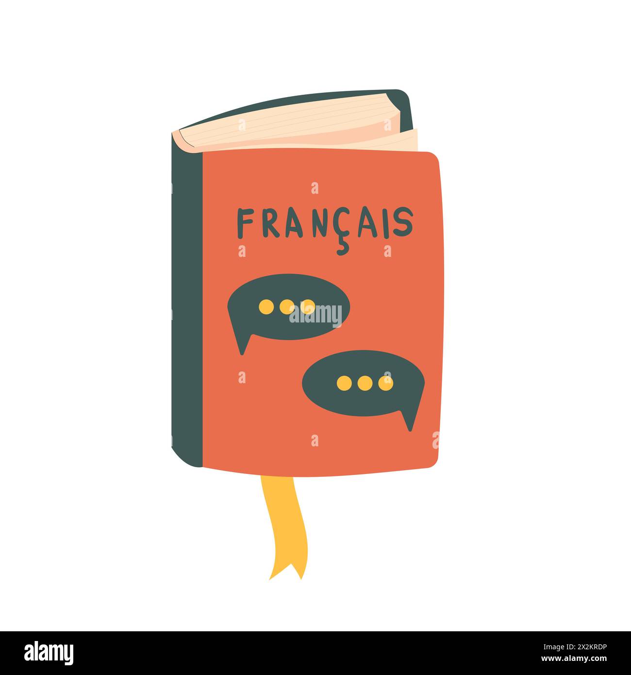 French dictionary isolated on white background. Vector flat