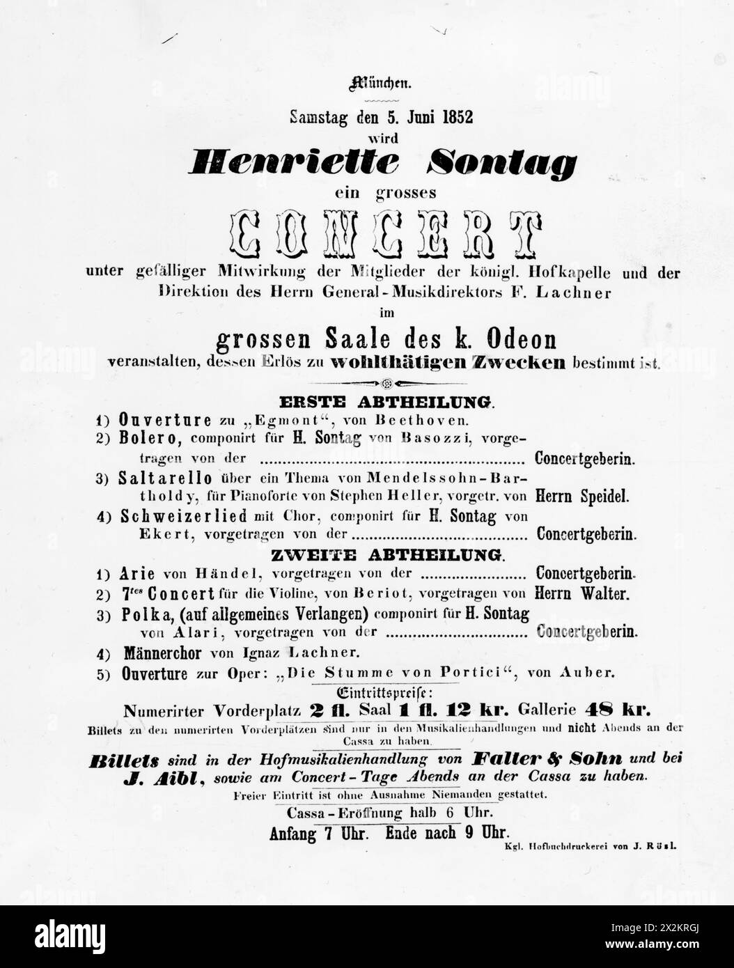 Sontag, Henriette, 3.1.1806 - 17.6.1854, German opera singer (soprano), poster, ADDITIONAL-RIGHTS-CLEARANCE-INFO-NOT-AVAILABLE Stock Photo