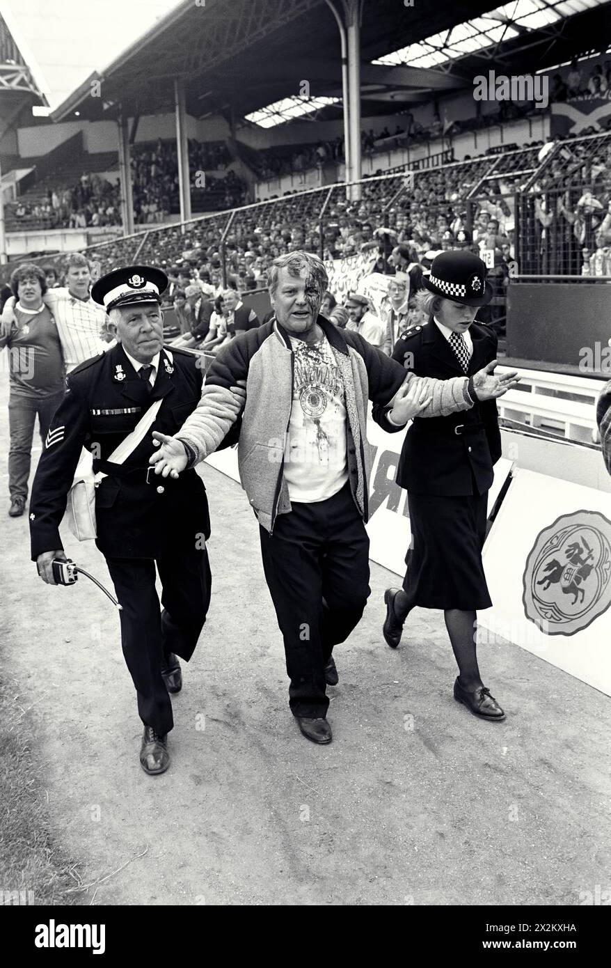 Victim of Uk soccer violance at White Hart Lane Football Ground, London . An instant sale option is available where a price can be agreed on image use Stock Photo