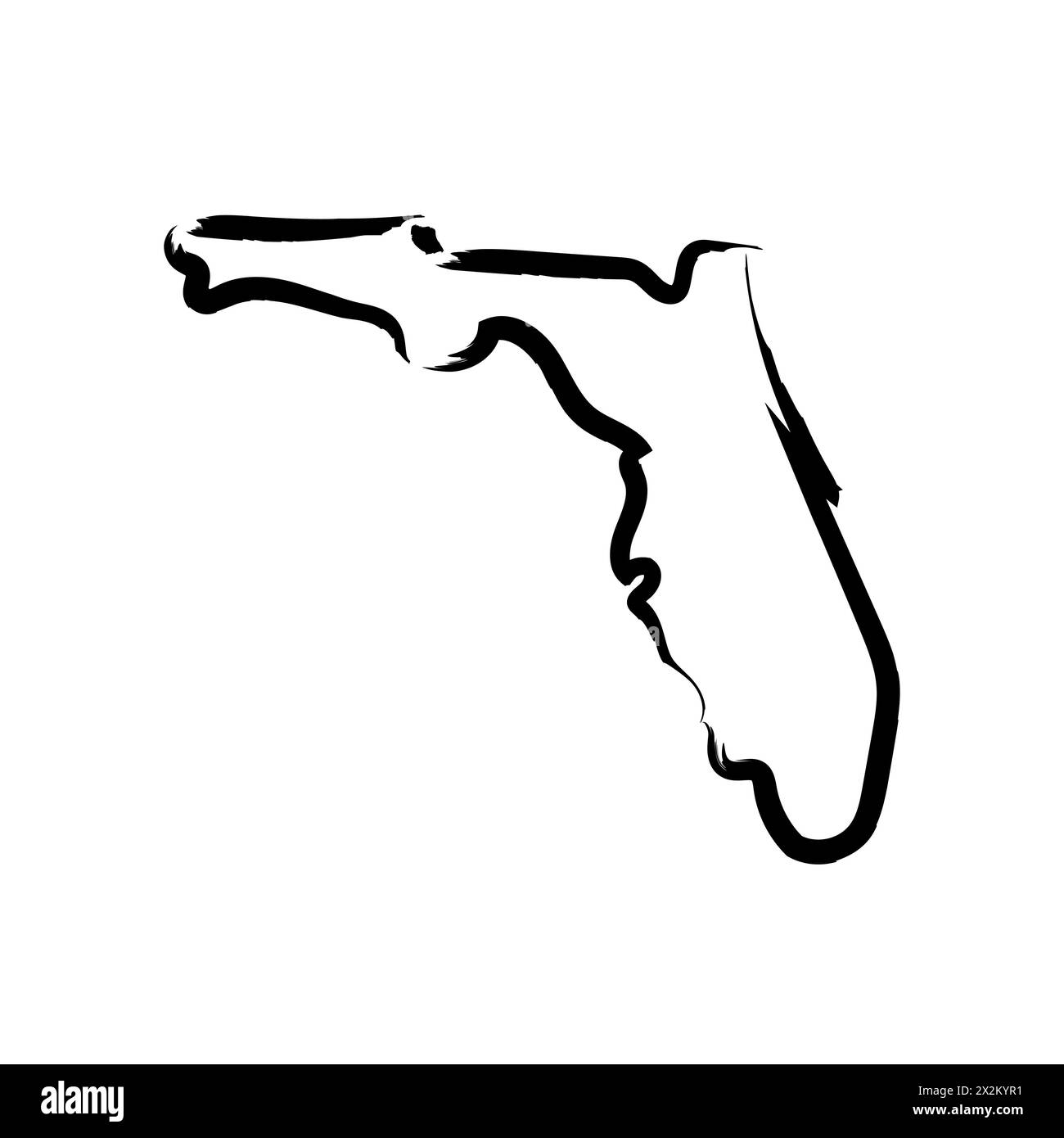 Florida map outline concept sketch. Isolated vector graphics hand drawn