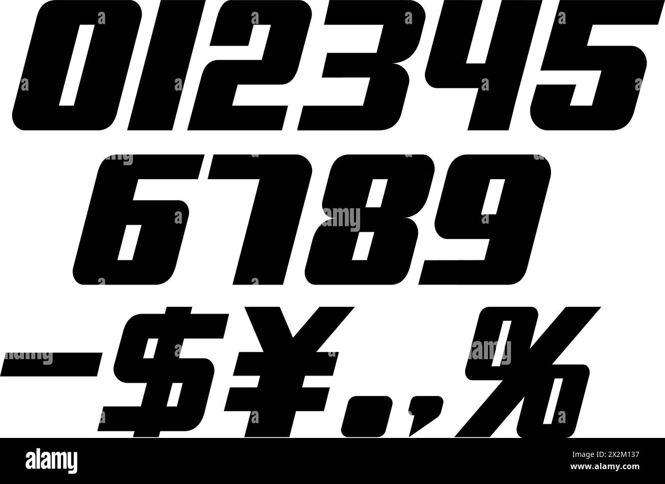 Original number font illustration (italic) Stock Vector